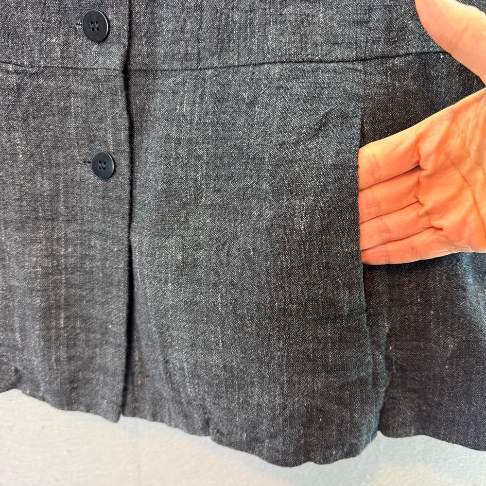 Eileen Fisher - women’s cotton linen blend Jacket dark gray button down size 2X - Picture 5 of 6